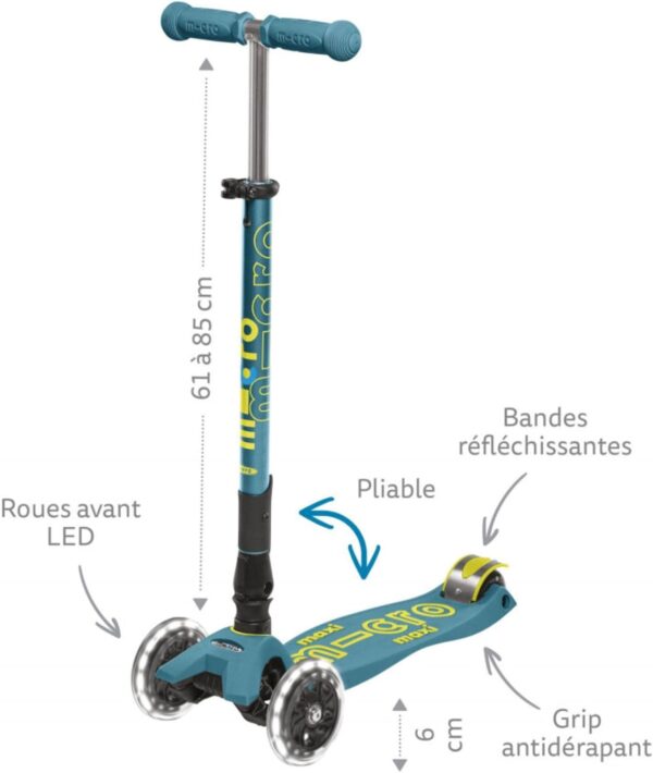 Micro Scooters | Maxi Micro Deluxe LED Foldable| Handlebar Adjustable | Lightweight | Foldable Mecha - Image 2
