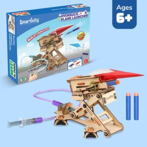 Smartivity Hydraulic Plane Launcher Educational DIY Toy, Blue/Beige, Multicolor