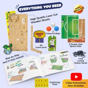 Smartivity 3in1 Basketball, Soccer, Bowling I Indoor Sports Game for Kids 6-12 Years Old I for Boys & Girls | DIY STEM Toy for Kids 6,7,8,9,10,11,12, Years I Wooden Construction Kit - Image 7
