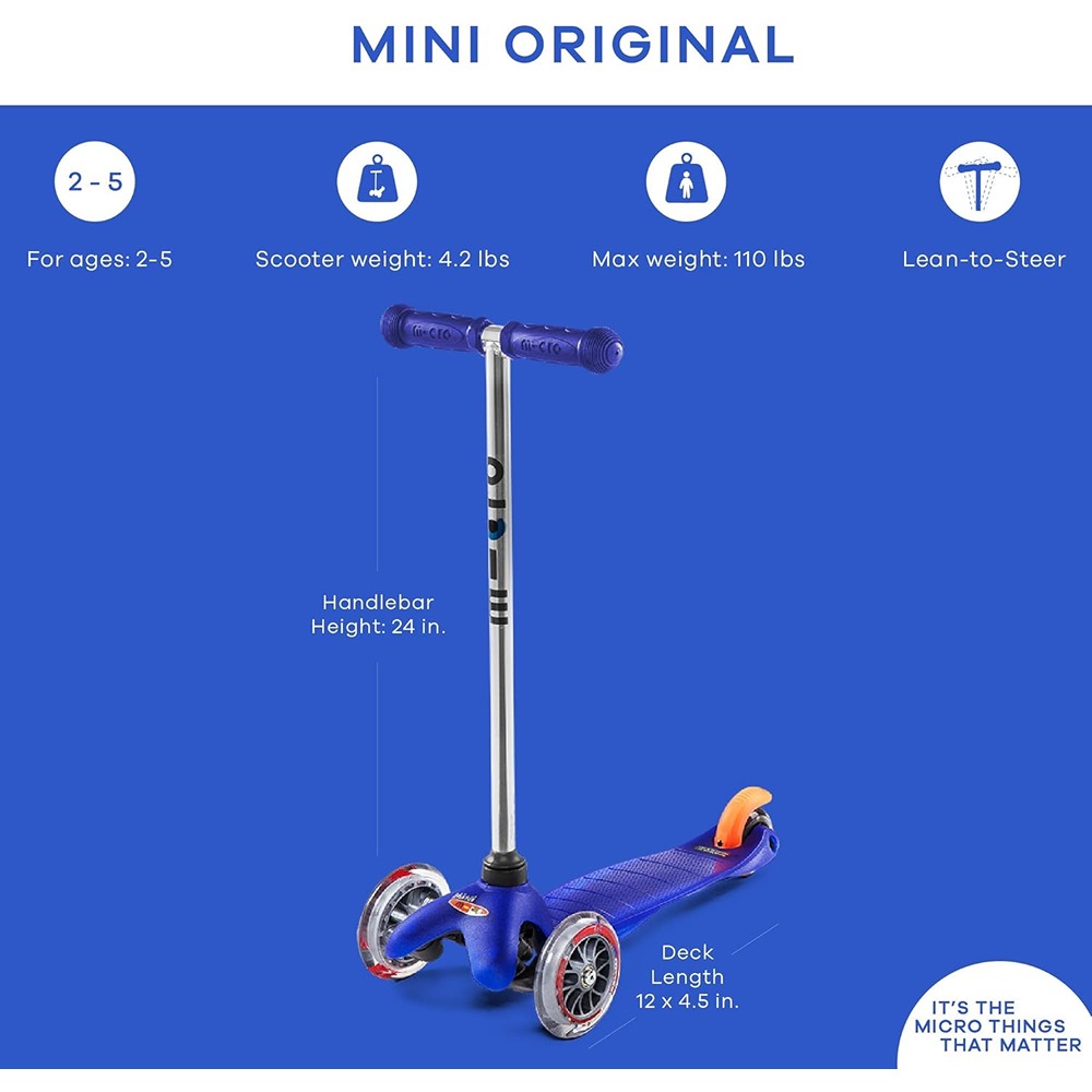 Micro Scooters - Mini Classic Blue |Swiss Designed| Scooter for Kids | Kids Scooter | Scooter for Kids 2-5 Years - Image 5