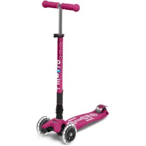 Micro Kickboard - Maxi Deluxe Foldable LED - Three Wheeled, Lean-to-Steer, Fold-to-Carry Swiss-Designed Micro Scooter for Kids with Motion-Activated Light-Up Wheels for Ages 5-12