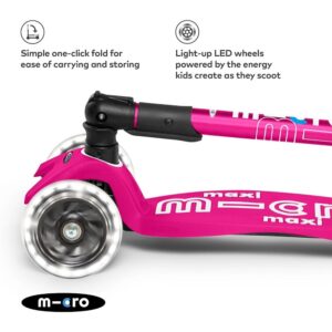 Micro Kickboard - Maxi Deluxe Foldable LED - Three Wheeled, Lean-to-Steer, Fold-to-Carry Swiss-Designed Micro Scooter for Kids with Motion-Activated Light-Up Wheels for Ages 5-12 - Image 6