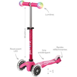 Micro Scooters | Mini Micro Magic Children's Scooter | Light Up Handlebar | Lightweight | Boys & Girls | 2-5yrs | Pink - Image 7