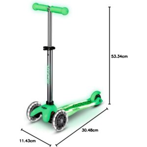 Micro Scooters | Mini Micro Deluxe LED Children's Scooter Lime | Handlebar Adjustable | Light Up Wheels | Glow In The Dark | Boys & Girls | 2-5yrs - Image 7