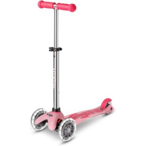 Micro Scooters | Mini Micro Deluxe LED Children's Scooter Pink | Handlebar Adjustable | Light Up Wheels | Glow In The Dark | Boys & Girls | 2-5yrs - Image 2