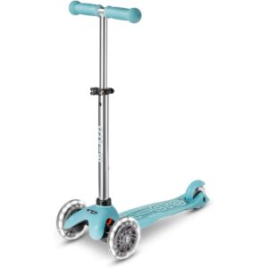 Micro Scooters | Mini Micro Deluxe LED Children's Scooter Aqua | Handlebar Adjustable | Light Up Wheels | Glow In The Dark | Boys & Girls | 2-5yrs - Image 2