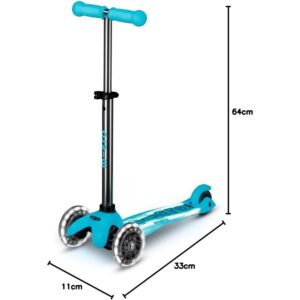 Micro Scooters | Mini Micro Deluxe LED Children's Scooter Aqua | Handlebar Adjustable | Light Up Wheels | Glow In The Dark | Boys & Girls | 2-5yrs - Image 7