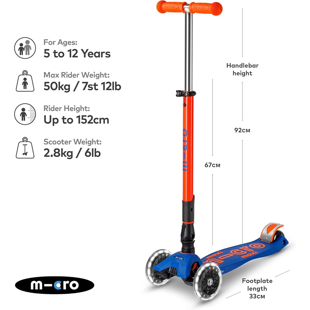 Micro Scooters | Maxi Micro Deluxe Foldable Children's Scooter | Big Wheels | Handlebar Adjustable | 5-12 Years | Boys & Girls - Image 4