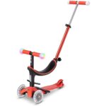 Micro Scooters | Mini Micro 2 Grow LED 4in1 Toddler's Trike | Handlebar Adjustable | Foldable | Lightweight | Boys & Girls | 1-6yrs | Red