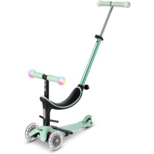 Micro Scooters | Mini Micro 2 Grow LED 4in1 Toddler's Trike | Handlebar Adjustable | Foldable | Lightweight | Boys & Girls | 1-6yrs | Mint