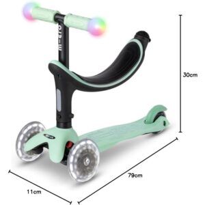 Micro Scooters | Mini Micro 2 Grow LED 4in1 Toddler's Trike | Handlebar Adjustable | Foldable | Lightweight | Boys & Girls | 1-6yrs | Mint - Image 6