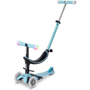 Micro Scooters | Mini Micro 2 Grow LED 4in1 Toddler's Trike | Handlebar Adjustable | Foldable | Lightweight | Boys & Girls | 1-6yrs | Blue