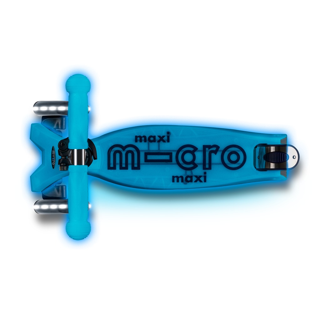 Micro Scooters | Maxi Micro Deluxe GLOW with T-Bar LED | Handlebar Adjustable | Lightweight | Boys & Girls | 5-12 years | Crystal Blue - Image 3