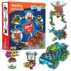 Smartivity 20in1 Spin-n-Go Kit for Kids Age 6-7-8-9-10-11-12 Years Old I Robot, Car, Airplane & More I Christmas, Birthday Gifts for Boys & Girls | DIY Science Toy for Kids 6-12