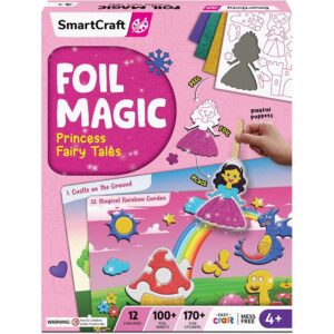 Smartivity Foil Magic - Princess Fairy Tales for Kids 4-5-6-7-8-9 Years I No Mess Art for Kids I 170+ Foam Sticker, 100+Sheets, 12 Canvases I Craft Kits & Supplies I Gifts for Girls & Boys