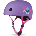 Micro - PC Helmet Floral Purple S | Kids Helmet | Bike Helmets | Kick Scooter Helmets | Sports Helmet for Kids Boys and Girls of Age 6-15 Years with Adjustable Straps