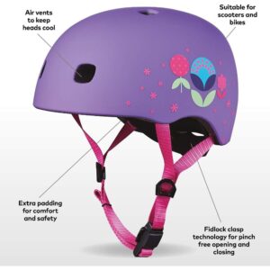 Micro - PC Helmet Floral Purple S | Kids Helmet | Bike Helmets | Kick Scooter Helmets | Sports Helmet for Kids Boys and Girls of Age 6-15 Years with Adjustable Straps - Image 5