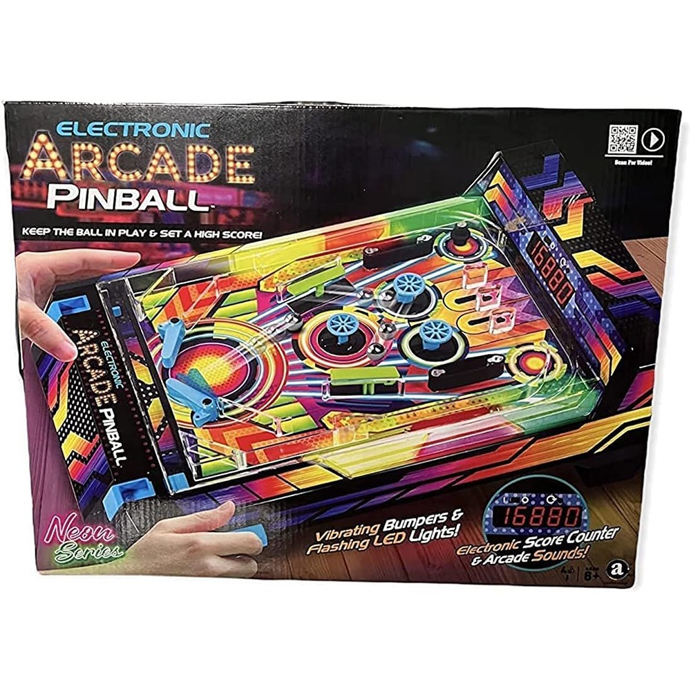 Merchant Ambassador Electronic Arcade Pinball Game – LED Lights, Score Counter, Vibrating Bumpers With Arcade Sounds